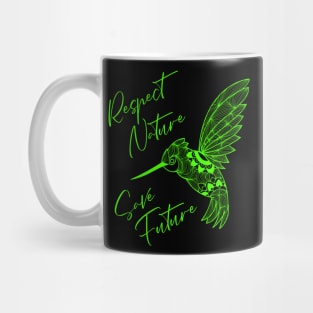 Respect Nature Save Future Green Hummingbird Mug